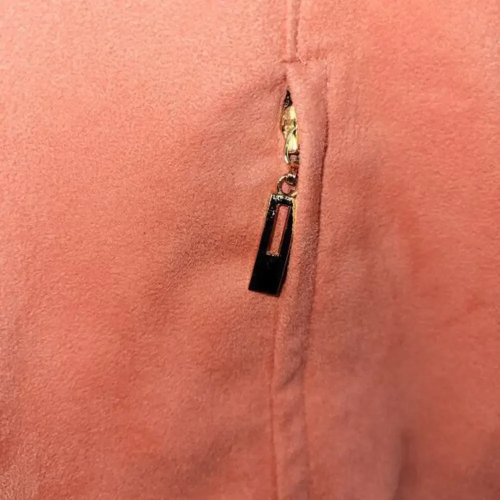 Evan-Picone Jacket Size Large Peach Long‎ Sleeve Pockets Faux Suede Zip Up